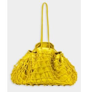 Simon Miller $495 NWT Large Scrunch Net Drawstring Bucket Market Bag Citron